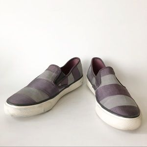 Sperry Topsider Blue Striped Slip On Sneaker 8.5